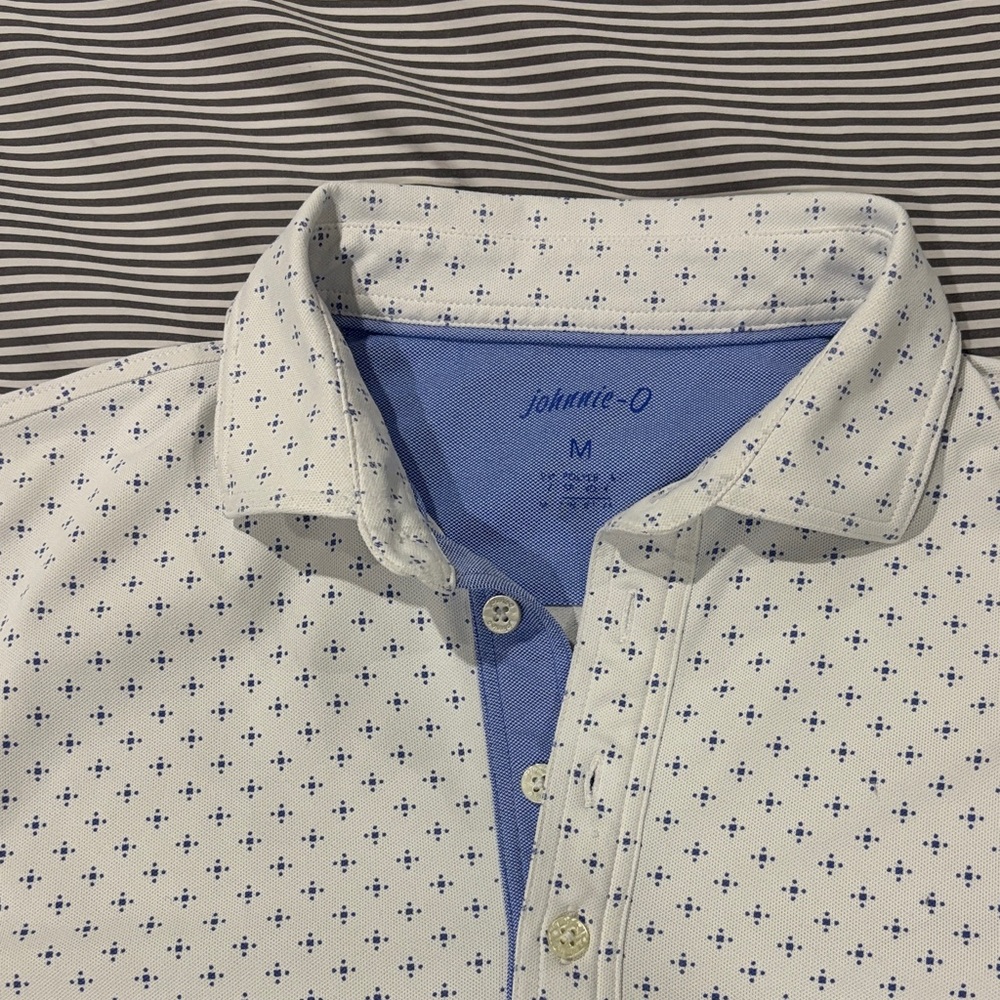 Johnnie-O Polo Shirt, Medium, White with Blue